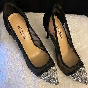 Black With Rhinestones Pumps